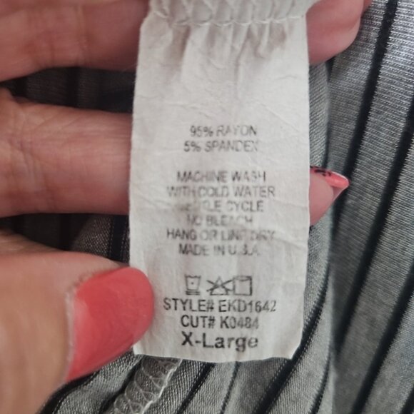 Womens Sz XL Egy California Striped Tiered Maxi Dress Stretch Coastal Cruise - Picture 6 of 6